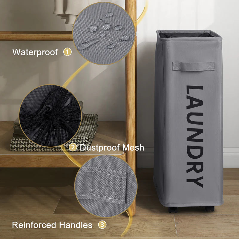 Rolling Mesh Laundry Basket with wheels