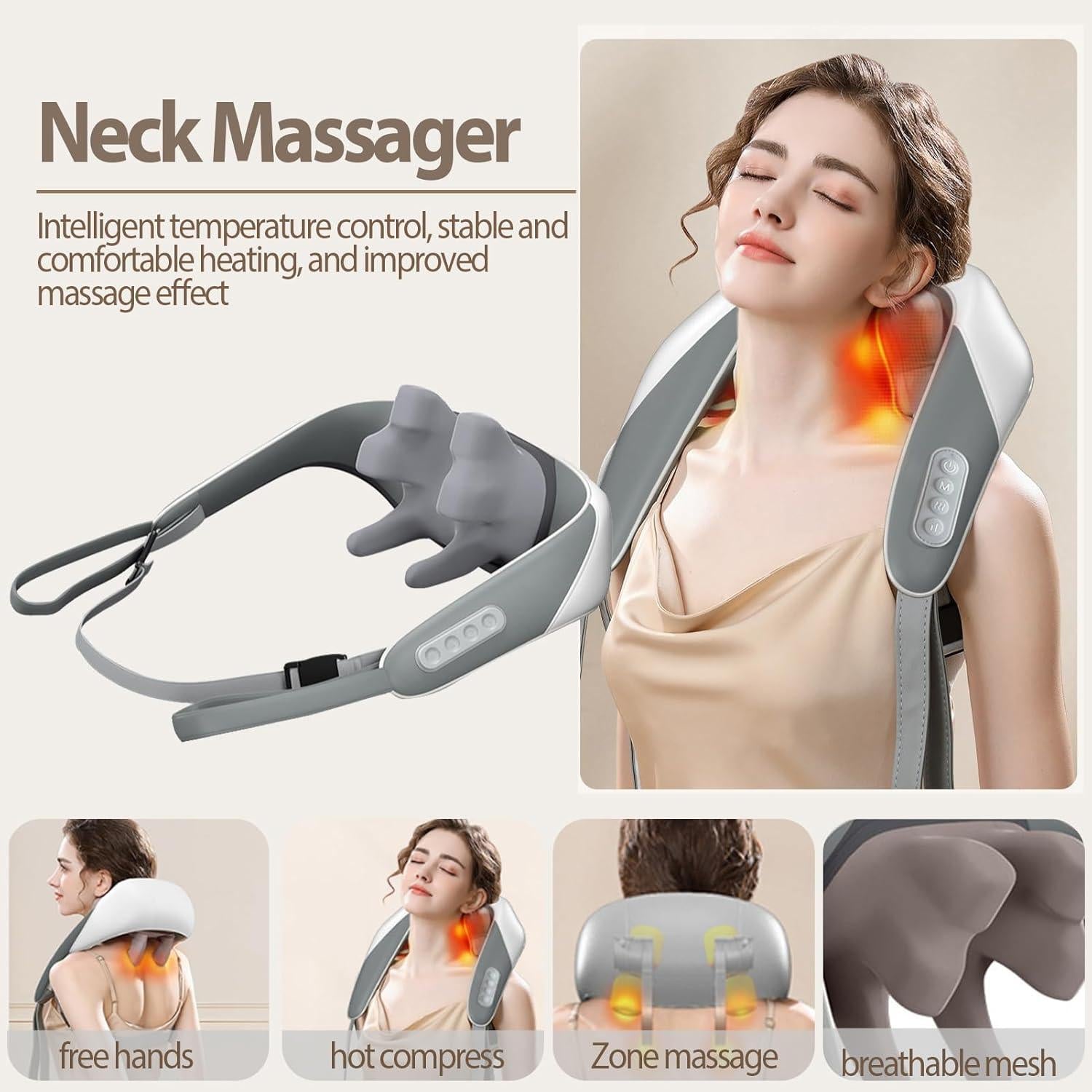 Shiatsu Neck Massager with Heat - Full Body Pain Relief