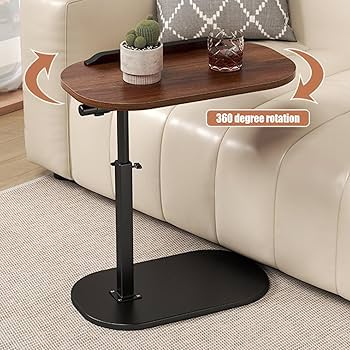 Adjustable Height 360° Swivel C-Shaped Side Table