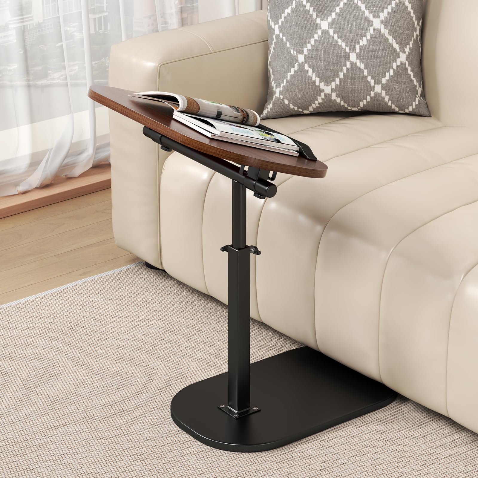 Adjustable Height 360° Swivel C-Shaped Side Table