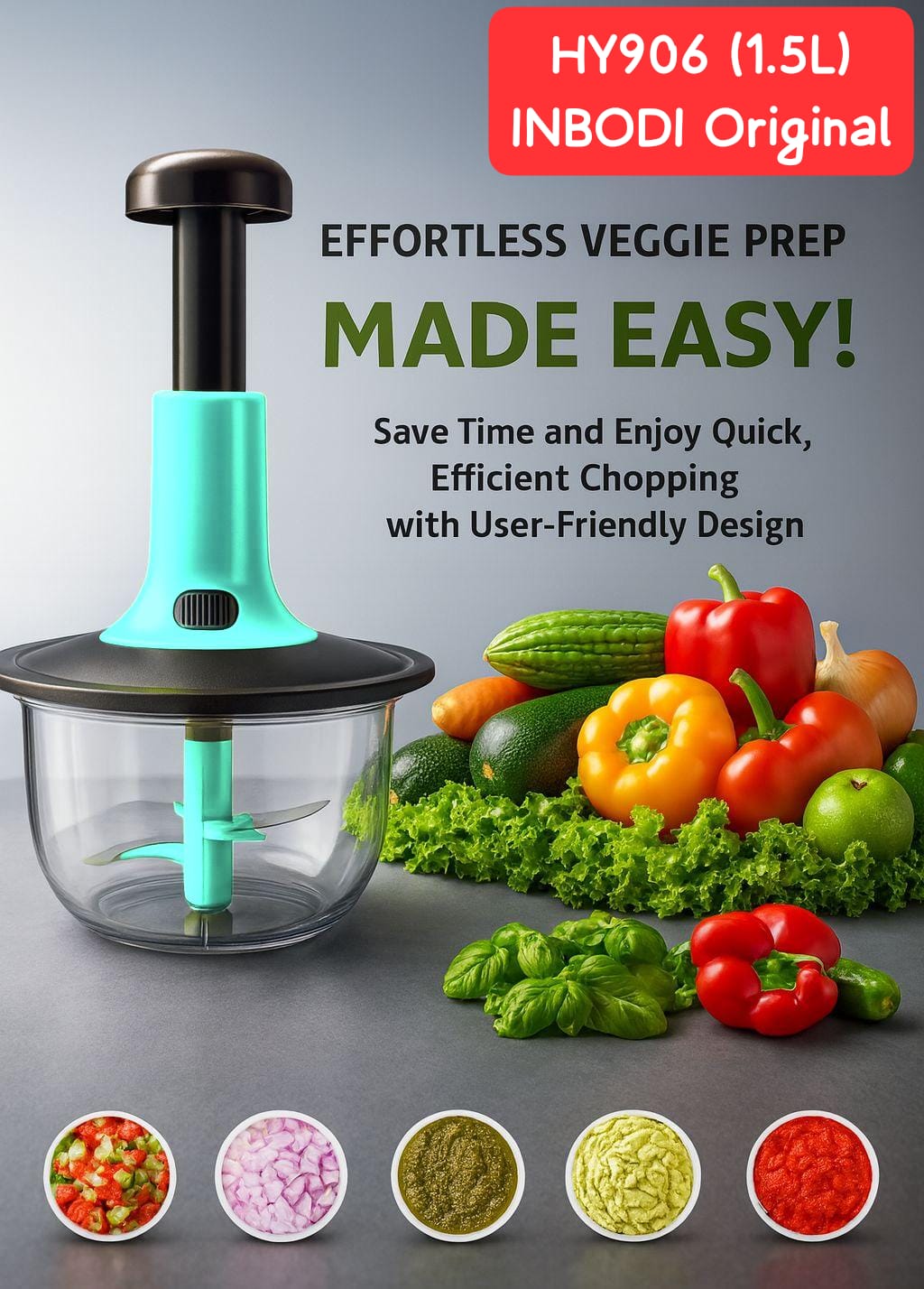 Manual Press Vegetable Aluminum Chopper