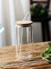 Borosilicate Glass Cups with Lid & Straw - Unique Can Shape